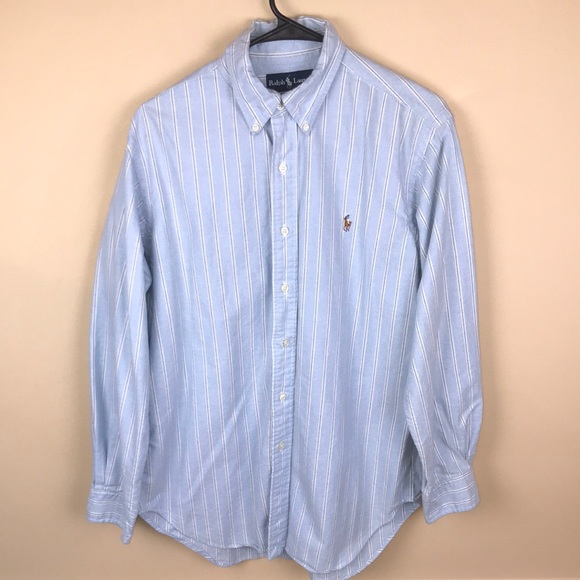 Ralph Lauren Other - Ralph Lauren Men’s Classic Fit Light Blue White Black Pinstripe Button-Up Shirt
